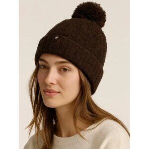 Barefoot Dreams Cozychic Cable Pom Pom Beanie in Dark Brown
